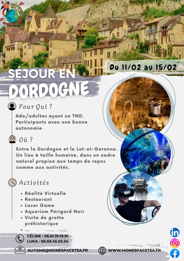 Séjour adapté – Vacances de février           Cahuzac (Lot-et-Garonne)                                          Du 11 au 15 février 2026                                PRIX: 2600euros