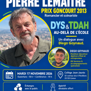 Pierre Lemaitre à Cenon : un dialogue autour des troubles DYS et du TDAH, au-delà de l’école